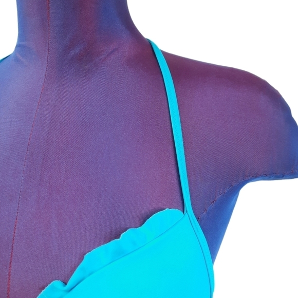 Victoria's Secret Teal Push Up Bikini Top Ruffles Size 34A Women's - Picture 2 of 7